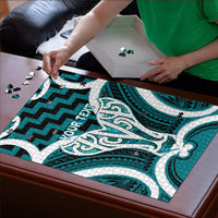 Aotearoa Atua Tangaroa Personalised Puzzle God Of The Sea Maori Whale Tail Cyan