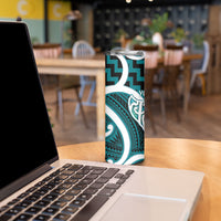 Aotearoa Atua Tangaroa Personalised Skinny Tumbler God Of The Sea Maori Whale Tail Cyan