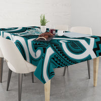 Aotearoa Atua Tangaroa Personalised Tablecloth God Of The Sea Maori Whale Tail Cyan