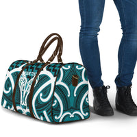 Aotearoa Atua Tangaroa Personalised Travel Bag God Of The Sea Maori Whale Tail Cyan