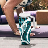 Aotearoa Atua Tangaroa Personalised Tumbler With Handle God Of The Sea Maori Whale Tail Cyan