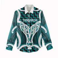 Aotearoa Atua Tangaroa Personalised Women Casual Shirt God Of The Sea Maori Whale Tail Cyan