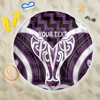 Aotearoa Atua Tangaroa Personalised Beach Blanket God Of The Sea Maori Whale Tail Purple
