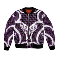 Aotearoa Atua Tangaroa Personalised Bomber Jacket God Of The Sea Maori Whale Tail Purple