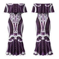 Aotearoa Atua Tangaroa Personalised Family Matching Mermaid Dress and Hawaiian Shirt God Of The Sea Maori Whale Tail Purple