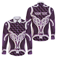 Aotearoa Atua Tangaroa Personalised Family Matching Off The Shoulder Long Sleeve Dress and Hawaiian Shirt God Of The Sea Maori Whale Tail Purple