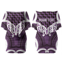 Aotearoa Atua Tangaroa Personalised Family Matching Off Shoulder Short Dress and Hawaiian Shirt God Of The Sea Maori Whale Tail Purple