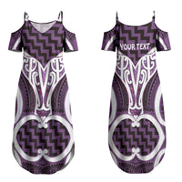 Aotearoa Atua Tangaroa Personalised Family Matching Summer Maxi Dress and Hawaiian Shirt God Of The Sea Maori Whale Tail Purple