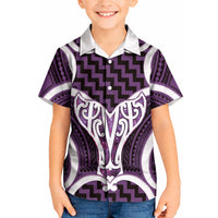 Aotearoa Atua Tangaroa Personalised Kid Hawaiian Shirt God Of The Sea Maori Whale Tail Purple