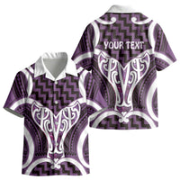 Aotearoa Atua Tangaroa Personalised Kid Hawaiian Shirt God Of The Sea Maori Whale Tail Purple