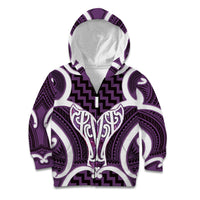 Aotearoa Atua Tangaroa Personalised Kid Hoodie God Of The Sea Maori Whale Tail Purple