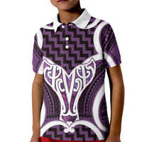 Aotearoa Atua Tangaroa Personalised Kid Polo Shirt God Of The Sea Maori Whale Tail Purple