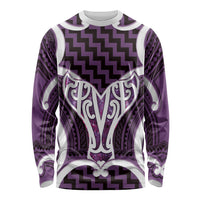 Aotearoa Atua Tangaroa Personalised Long Sleeve Shirt God Of The Sea Maori Whale Tail Purple