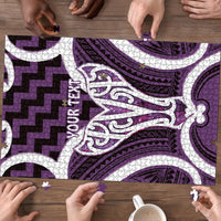 Aotearoa Atua Tangaroa Personalised Puzzle God Of The Sea Maori Whale Tail Purple