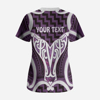 Aotearoa Atua Tangaroa Personalised Scrub Top God Of The Sea Maori Whale Tail Purple