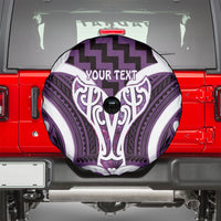Aotearoa Atua Tangaroa Personalised Spare Tire Cover God Of The Sea Maori Whale Tail Purple
