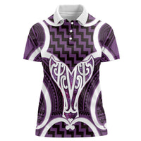 Aotearoa Atua Tangaroa Personalised Women Polo Shirt God Of The Sea Maori Whale Tail Purple