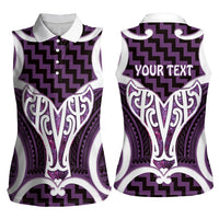 Aotearoa Atua Tangaroa Personalised Women Sleeveless Polo Shirt God Of The Sea Maori Whale Tail Purple