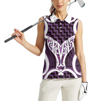 Aotearoa Atua Tangaroa Personalised Women Sleeveless Polo Shirt God Of The Sea Maori Whale Tail Purple