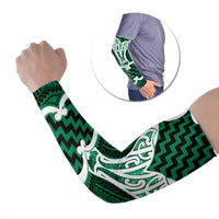 Aotearoa Atua Tangaroa Personalised Arm Sleeves God Of The Sea Maori Whale Tail Green