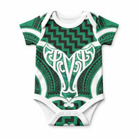 Aotearoa Atua Tangaroa Personalised Baby Onesie God Of The Sea Maori Whale Tail Green