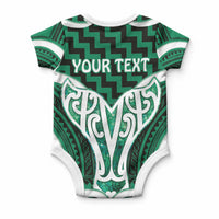 Aotearoa Atua Tangaroa Personalised Baby Onesie God Of The Sea Maori Whale Tail Green