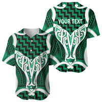 Aotearoa Atua Tangaroa Personalised Baseball Jersey God Of The Sea Maori Whale Tail Green