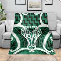 Aotearoa Atua Tangaroa Personalised Blanket God Of The Sea Maori Whale Tail Green