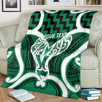 Aotearoa Atua Tangaroa Personalised Blanket God Of The Sea Maori Whale Tail Green