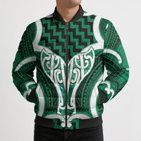 Aotearoa Atua Tangaroa Personalised Bomber Puffer Jacket God Of The Sea Maori Whale Tail Green