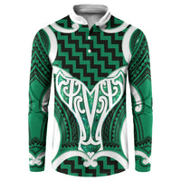 Aotearoa Atua Tangaroa Personalised Button Sweatshirt God Of The Sea Maori Whale Tail Green