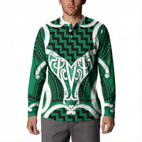 Aotearoa Atua Tangaroa Personalised Button Sweatshirt God Of The Sea Maori Whale Tail Green
