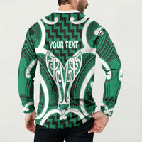 Aotearoa Atua Tangaroa Personalised Button Sweatshirt God Of The Sea Maori Whale Tail Green