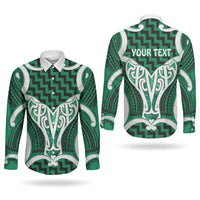 Aotearoa Atua Tangaroa Personalised Couples Matching Summer Maxi Dress and Long Sleeve Button Shirt God Of The Sea Maori Whale Tail Green