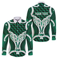 Aotearoa Atua Tangaroa Personalised Family Matching Off Shoulder Maxi Dress and Hawaiian Shirt God Of The Sea Maori Whale Tail Green