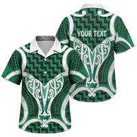 Aotearoa Atua Tangaroa Personalised Family Matching Short Sleeve Bodycon Dress and Hawaiian Shirt God Of The Sea Maori Whale Tail Green