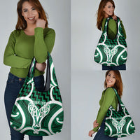 Aotearoa Atua Tangaroa Personalised Grocery Bag God Of The Sea Maori Whale Tail Green
