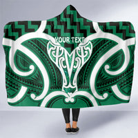 Aotearoa Atua Tangaroa Personalised Hooded Blanket God Of The Sea Maori Whale Tail Green