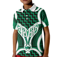 Aotearoa Atua Tangaroa Personalised Kid Polo Shirt God Of The Sea Maori Whale Tail Green