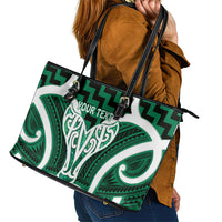 Aotearoa Atua Tangaroa Personalised Leather Tote Bag God Of The Sea Maori Whale Tail Green