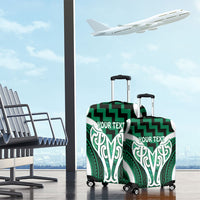 Aotearoa Atua Tangaroa Personalised Luggage Cover God Of The Sea Maori Whale Tail Green