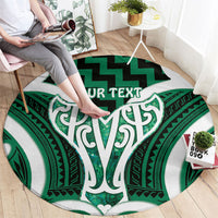 Aotearoa Atua Tangaroa Personalised Round Carpet God Of The Sea Maori Whale Tail Green