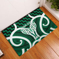 Aotearoa Atua Tangaroa Personalised Rubber Doormat God Of The Sea Maori Whale Tail Green