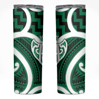 Aotearoa Atua Tangaroa Personalised Skinny Tumbler God Of The Sea Maori Whale Tail Green