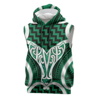 Aotearoa Atua Tangaroa Personalised Sleeveless Hoodie God Of The Sea Maori Whale Tail Green