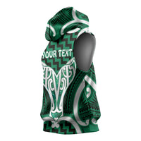 Aotearoa Atua Tangaroa Personalised Sleeveless Hoodie God Of The Sea Maori Whale Tail Green