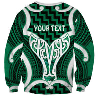 Aotearoa Atua Tangaroa Personalised Sweatshirt God Of The Sea Maori Whale Tail Green