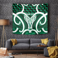 Aotearoa Atua Tangaroa Personalised Tapestry God Of The Sea Maori Whale Tail Green