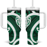 Aotearoa Atua Tangaroa Personalised Tumbler With Handle God Of The Sea Maori Whale Tail Green