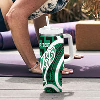 Aotearoa Atua Tangaroa Personalised Tumbler With Handle God Of The Sea Maori Whale Tail Green